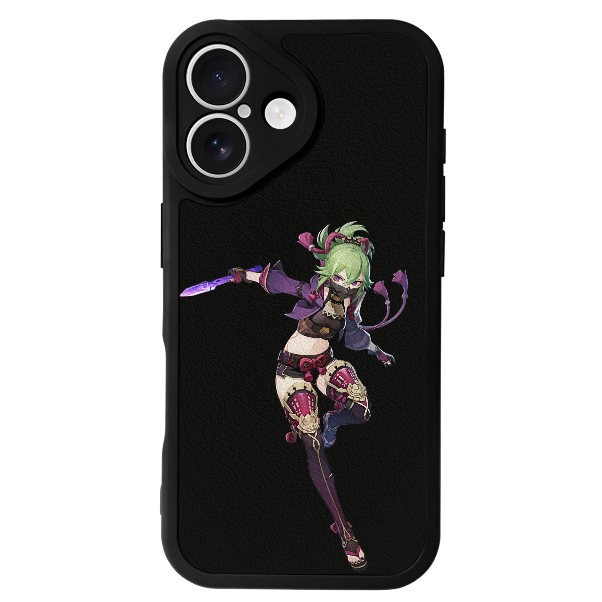 げんし神  久岐忍 くき しのぶ genshin Kuki Shinobu 【iPhone 16シリーズ対応】シリコンスマホケース（レザー調） 材質：シリコン